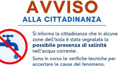 AVVISO IMPORTANTE – SALINITA’ ACQUA POTABILE